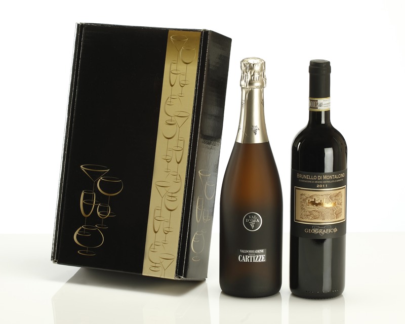 Bottle of Prosecco and Brunello di Montalcino